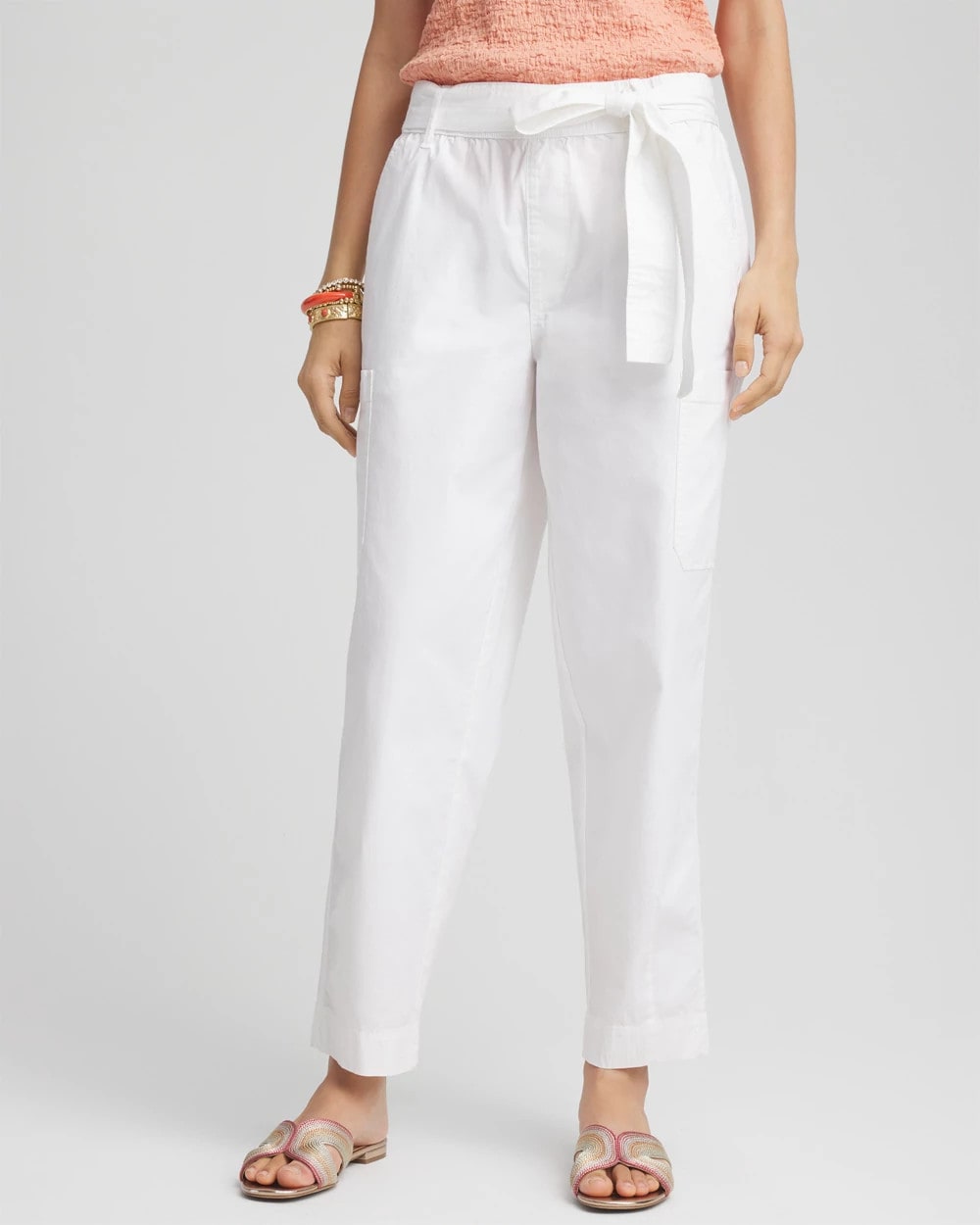 Poplin Pull-On Tapered-Leg Cropped Pants | Chico's
